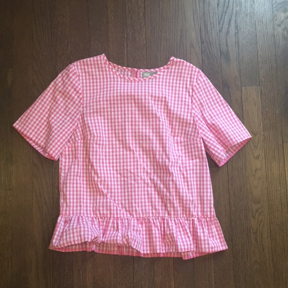 ASOS pink gingham top with peplum hem - Picture 2 of 5